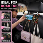 Car Seat Back Storage Hook, Funny Car Purse Hook, Cute Vehicle Storage Organizer for Purses Handbags Dark Floral Mushroom