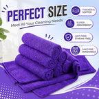 Microfiber Cleaning Cloths for Cars Ultra Absorbent Car Towels Drying Reusable Cleaning Supplies House Kitchen Window Microfiber Towel (12 x 12 Inch, Purple, 60 Pcs)