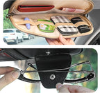 Car Sun Visor Organizer, Sunglass Holder and Storage Pocket, Card Cash Pouch with Multi-Pocket Net Zipper, Case Bag for License Pen Key, Auto Accessories for Truck, SUV, Van (Gray)