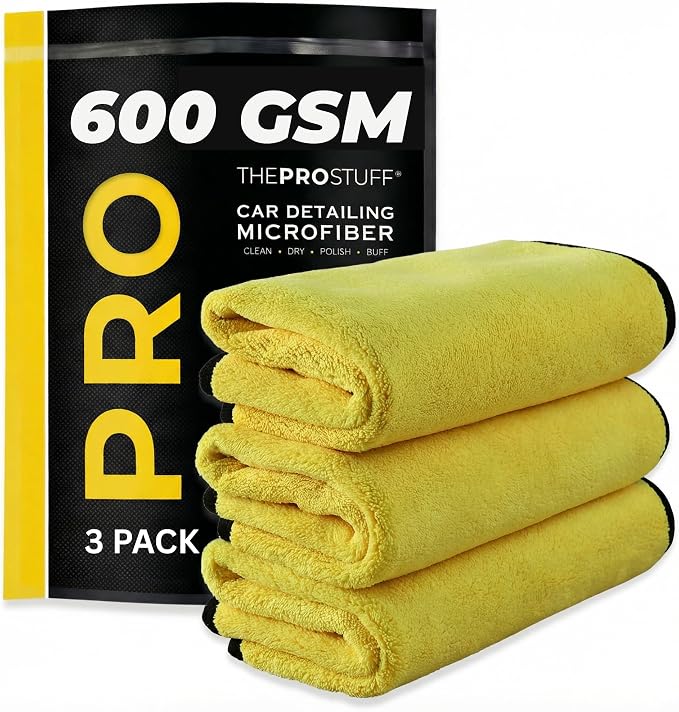 Car Detailing Microfiber Towels - 600 GSM Thick Plush Auto Towels | Super Soft Dual-Sided for Cleaning, Washing, Buffing | Tagless, Scratch-Free, Lint Free Cloth (16"x16") (3)