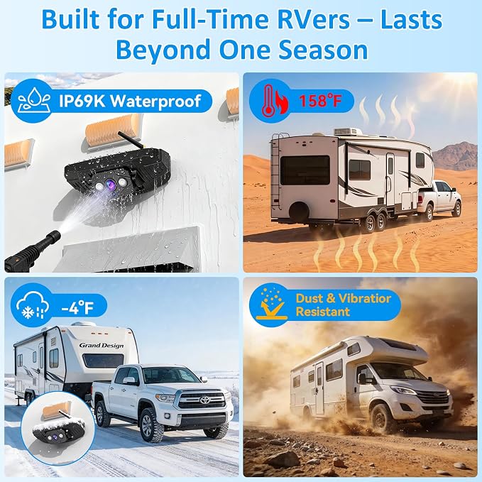 Plug-Play RV Camera System Wireless for Furrion Pre-Wired: 20-Min Easy Install for Trailer Camper - 8" HD 1080P Large Screen See Every Obstacle at a Glance for Campsite Reversing & Drive Monitoring
