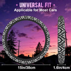 Black and White Damask Steering Wheel Cover for Women Men Neoprene Breathable Wheel Cover Protector Anti-Slip Car Accessories Universal 15 Inch Fit for Cars Trucks Vehicles