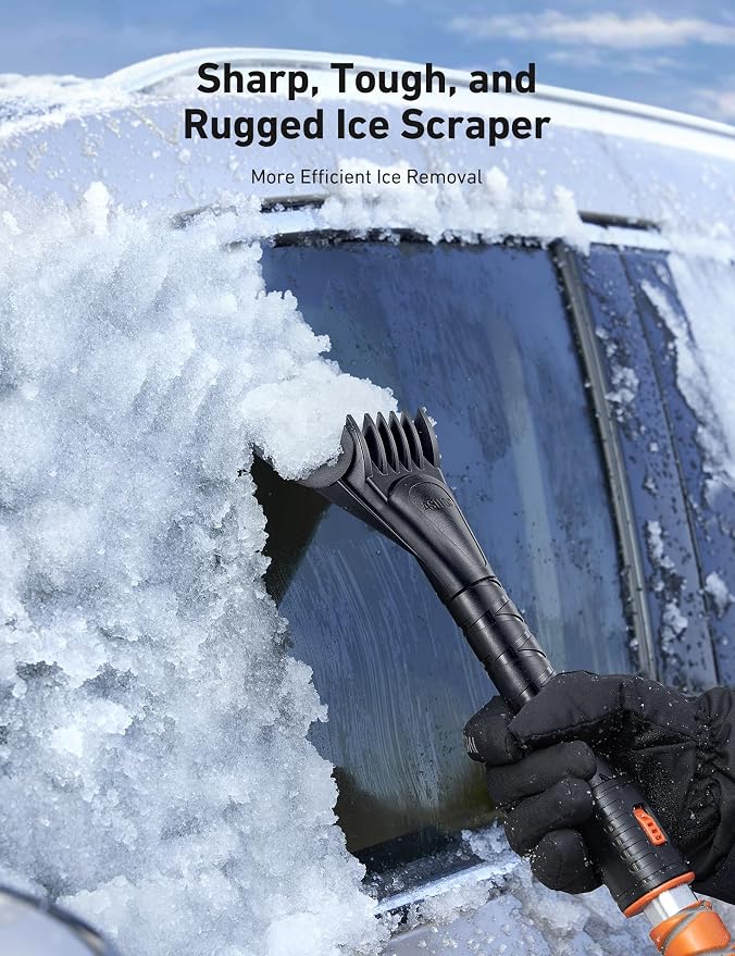 39.37" Ice Scrapers for Car Windshield and Snow Brush with Foam Grip and 360° Pivoting Brush Head for Christmas Car Auto Truck SUV(Orange)
