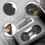 Colorful Flower and Butterfly Steering Wheel Cover for Women, Anti-Slip Car Steering Wheel Cover with 2 Pcs Cup Holders Neoprene Breathable Car Accessories Universal 15 Inch Auto Interior Decor