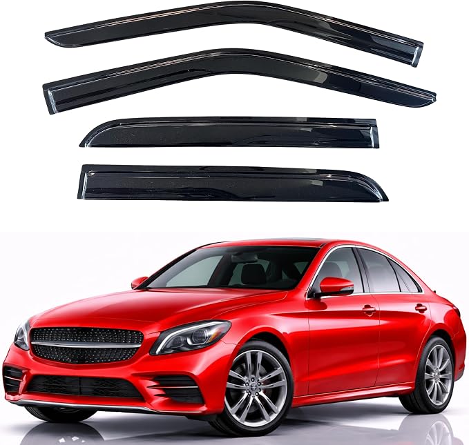 KPY Rain Guards Fit for 2015-2021 Mercedes-Benz C-Class Sedan, Out-Channel Window Visors Vent Wind Deflectors 4PC, Car Accessories for 2015-2021 Mercedes Benz C300 C400 C43 C63