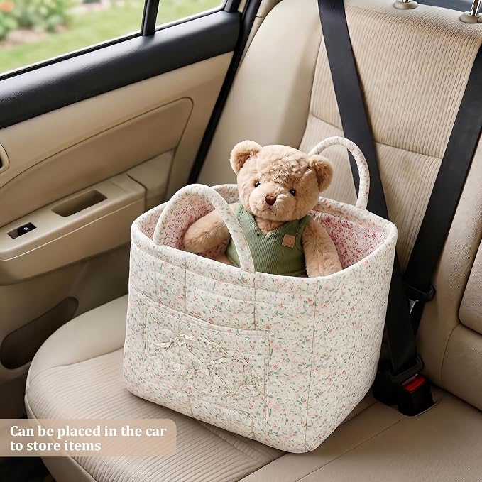 Floral Fabric Storage Basket Car Interior Storage Basket Underwear Sundries Laundry Baskets Supplies Home Organizer Bag (style 3)