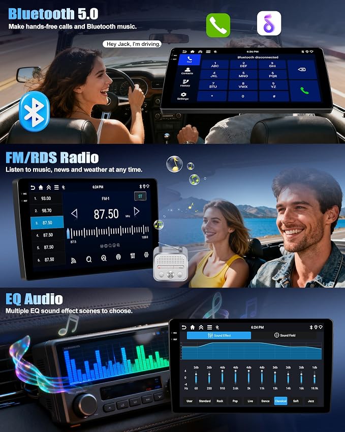 4G+128G for Honda CRV 2012-2016 Android 15 Car Stereo Radio with Wireless CarPlay Android Auto, 9”1280 * 720P IPS Touchscreen, Bluetooth5.0, GPS, WiFi, AHD Rear Camera, EQ, Split Screen, SWC