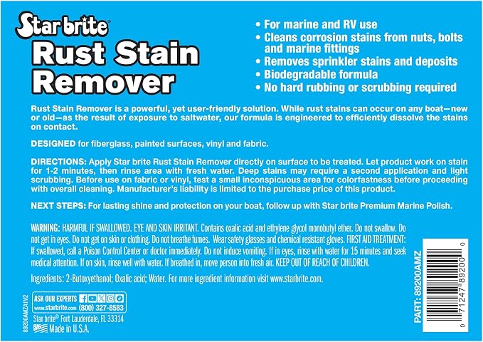 Rust Stain Remover - Easily Clean Corrosion Stains Off Fiberglass, Vinyl, Metal & Painted Surfaces, 128 oz - 1 Gallon
