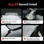 Exterior Windshield Cover for Ice and Snow, Graphene Grid Heavy-Duty Windshield Sun Shade, Car Snow Shield with Mirror Covers, Wiper Area Coverage for Cars, SUVs and Trucks, X-Large