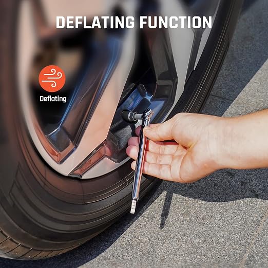 Pencil Tire Pressure Gauge 3 Pack (10-50PSI, 10-85PSI, 20-120PSI) with 24 Tire Caps, Calibrated to ANSI B40.1 Grade B(2%), Stainless Steel Body, for Cars, Pickups, RVs, Bicycles