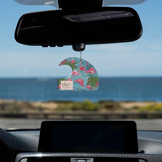 Hanging Car Air Freshener | Tropical Beach Coconut Surf Wax Scent Mini Wave | Long Lasting Car Freshener, Closet and Beyond | Made In USA | 3 Pack (Miami)