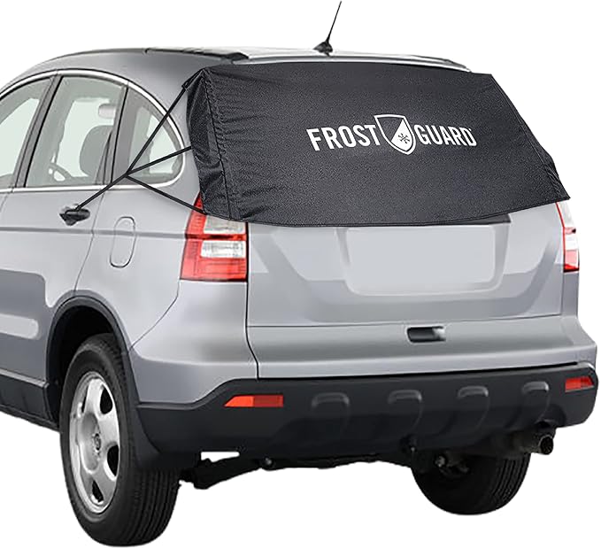 Rear Windshield Cover for Ice and Snow, For SUVs and Trucks - Rear Window Cover to Reduce Scraping, Elastic to Conform to Vehicle's Shape - Secure Hooks for Snug Fit - Black, 59 x 20 Inches