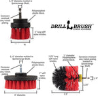 Heavy Duty Stiff Bristle Brush Kit – Power Scrubber Attachment for Concrete, Brick, Siding, Stone, Driveways, Fireplaces, Hard Water Stains, Gravestone & Cemetery Headstone Cleaning Brushes