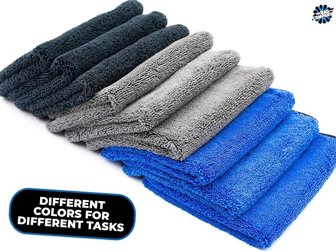 Drying Towels for Car Detailing - Premium Microfiber Cloth Perfect for a Streak-Free Finish - Spectrum 420 Dark Pack - 420 GSM, 16" x 16" (9-Pack)