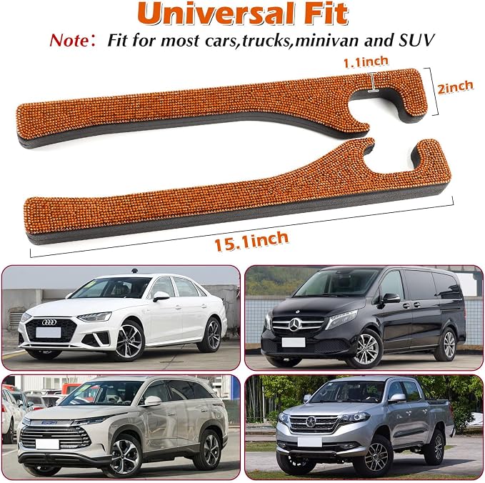 Orange Car Seat Gap Filler, Set of 2 Handmade Crystal Rhinestone Diamond Orange Gap Filler for Car SUV Truck Orange Glitter Car Accessories(Orange)