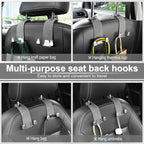 Car Seat Headrest Hook, Premium Suede Double Hook 2 Pack, Universal Hanging Accessories for Purse, Bag, Groceries - Car Interior Accessories (Gary)