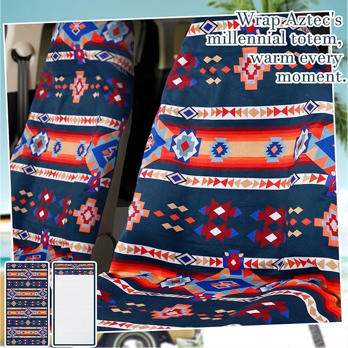 2 Pack Car Seat Towel Covers Athletic Running Towel Performance Microfiber Post Workout Sweat Washable Cover Non Slip for Seat Outdoor Sport (Aztec)