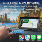 Wireless Carplay Screen for Car, 7" HD IPS Touch Screen Stereo for Apple Carplay & Android Auto,Bluetooth,Voice Control,GPS Navigation,Mirror Link | Plug-and-Play, Apple Car Paly for All Vehicle