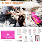 Car Emergency Kit for Teen Girl and Lady's Gifts, Pink Emergency Roadside Assistance kit with Pink Car Tool Set, 10FT Jumper, First Aid Kit, and More Ideal Pink Car Accessories Tool - E8