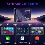 2026 Upgraded 【 3-in-1 】 HDMI Input Car TV & Wireless CarPlay Adapter & Android Auto, i-Phone/Android Phone to Your Vehicle, Plug & Play for Factory Car Stereo 2016+