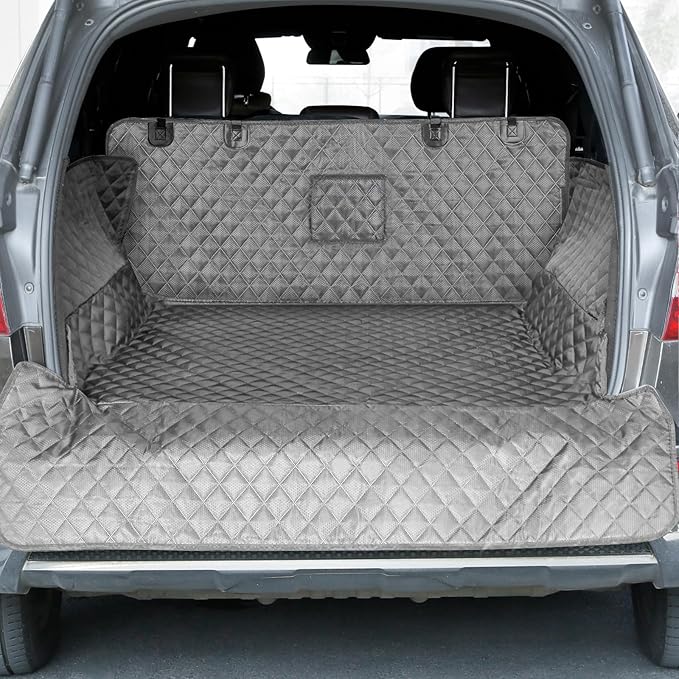 SUV Cargo Liner for Dogs, Waterproof Trunk Cover for SUVs with Bumper Flap Protector, Scratchproof Durable 600D Oxford Fabric, Non-Slip, Machine Washable