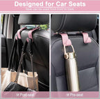 Car Seat Headrest Hook, Auto Seat Hook Hangers Storage Organizer Interior Accessories for Purse Coats Umbrellas Grocery Bags Handbag, 4-Pack - Pink