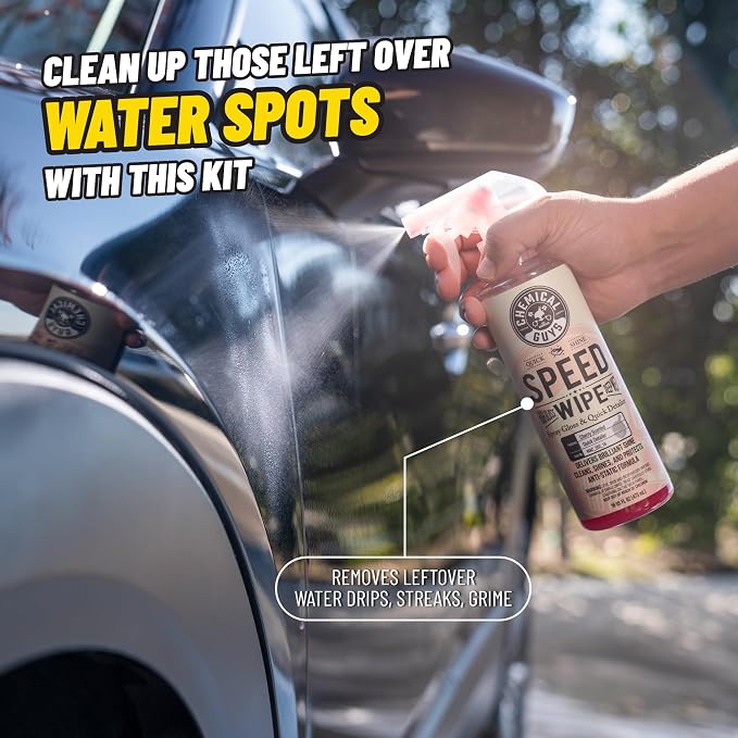 Car Detailing Kit, Interior and Exterior Cleaning, 9-Piece | Includes Tire Shine, Quick Detailer, Total Interior & Glass Cleaner, Microfiber Towels, Applicator & Storage Bag