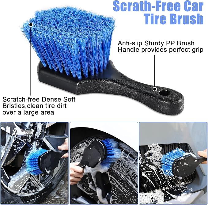 62" Microfiber Car Wash Brush with Long Handle, Car Washing Blue Set Mitt, Sponge, Car Cleaning Supplies Kit, Duster, Car Brush Accessories