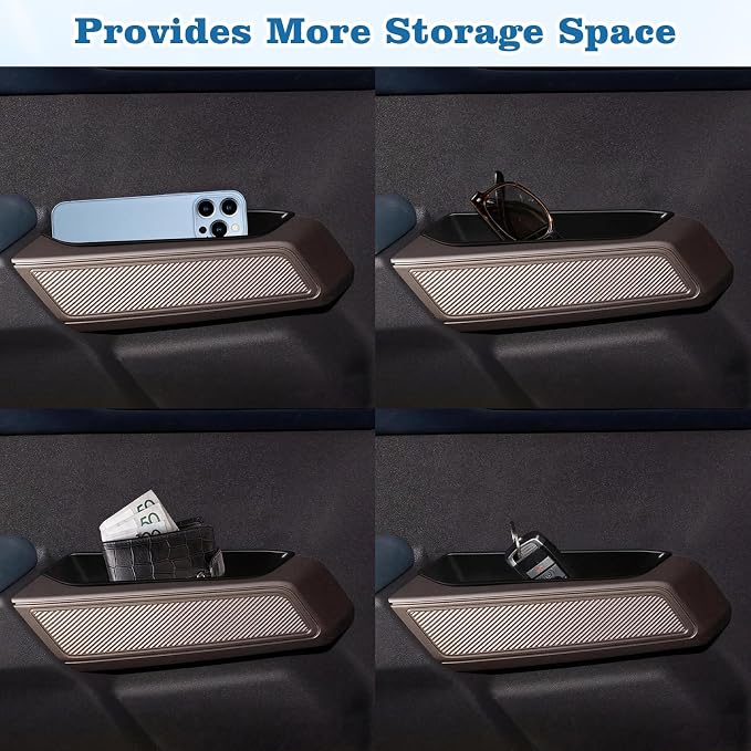 1797 2PCS Front Door Handle Storage Box fit for Ford Bronco 2021 2022 2023 2024 2025 2026 Accessories Car Pocket Organizer with Anti-Slip Black ABS Plastic (Not for Sport)