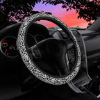 Black and White Leopard Print Steering Wheel Cover for Women Men Neoprene Breathable Wheel Cover Protector Anti-Slip Car Accessories Universal 15 Inch Fit for Cars Trucks Vehicles