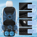 Cooling Car Seat Cushion with Dual Fans, 12V-24V Ventilated Front Seat Pad, Breathable Mesh Fabric, 3-Speed Adjustment, Enhanced Airflow, Universal Fit for Cars, Trucks, SUVs