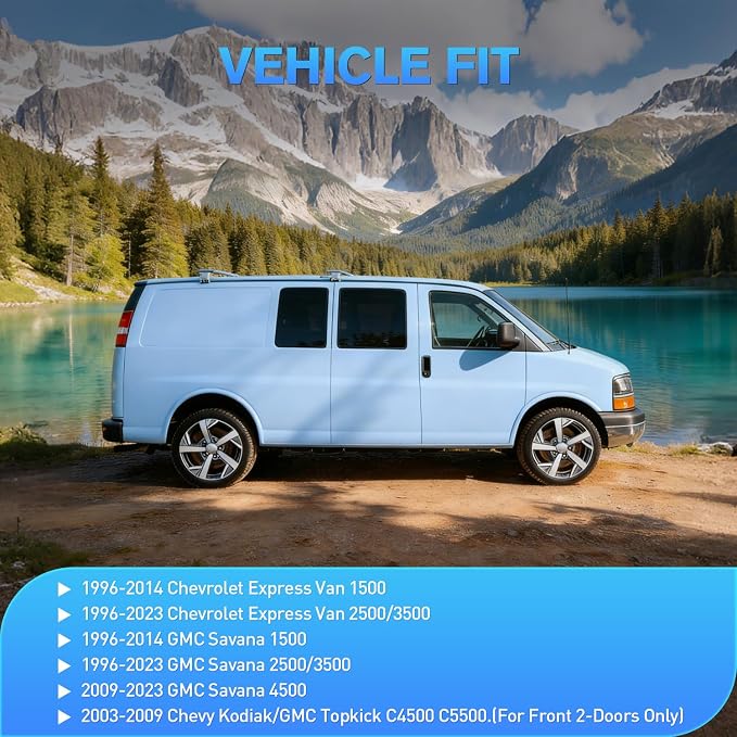 in-Channel Window Visors for 1996–2026 Chevy Express Van 1500/GMC Savana 1500, Vent Window Deflectors Rain Guards, Fresh Air in Rainy Weather, Highway Wind Noise Reduction-2PCS
