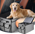Back Front Seat Extender for Large Dogs Up to 200 Lbs, Adjustable Dog Back Seat Extender with Cushion & Storage Box, Car Organizer Gap Filler for Front or Back Seat,Gray
