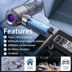 Car Vacuum Cleaner High Power 20000Pa – Cordless Handheld Mini Vacuum & Air Duster for Car & Desk, Home, Office & Camping, Ideal Gift for Men & Women, 6000mAh Battery