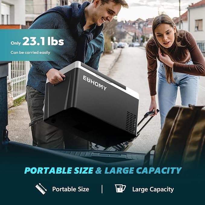 12 Volt Refrigerator, 23QT(22L) Compressor Electric Cooler APP Control, Car Fridge -4℉~68℉, Portable Refrigerator 12/24V DC 100-240V AC, Portable Freezer for Camping, Boat, Travel