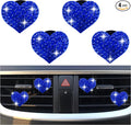 4PCS Heart-Shaped Car Vent Clips with Rhinestone,Bling Air Vent Clips Car Decorations,Premium Shiny Car Clips for Vents Accessories Interior (Royal Blue)