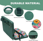Heated Stadium Seats with Backrest Foldable(No Power Bank), Cushion Pad Portable, Thick Padded with Handle, Ideal for Camping Sporting Events Concerts (Green Floral)