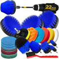 22Pack Drill Brush Attachments Set, Scrub Pads & Sponge, Buffing Pads, Power Scrubber Brush, Car Polishing Pad Kit,Wax Applicator Pad,Car Cleaning Kit,Cleaning Supplies,Masonry Brushes(Blue)