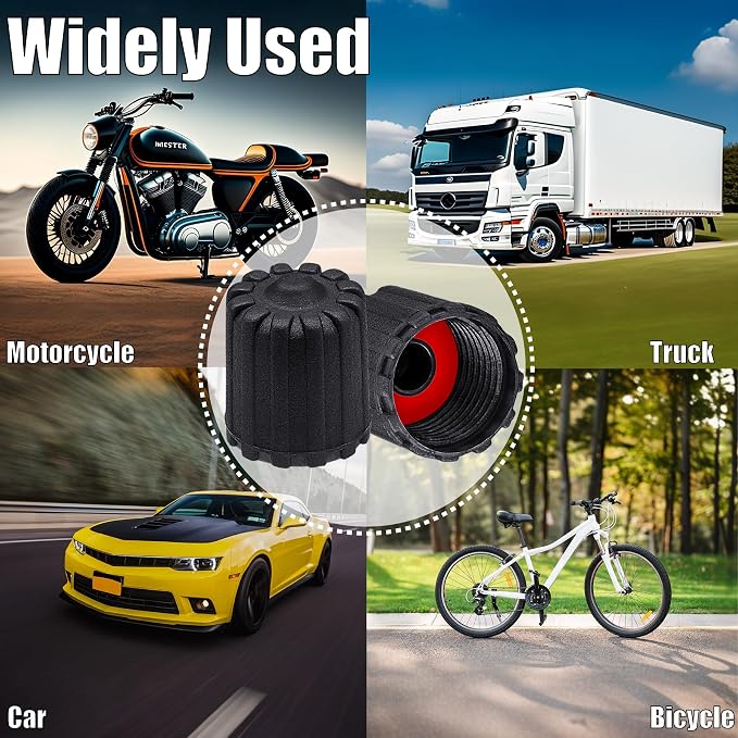 30PCS TPMS Tire Valve Stem Caps, Plastic Wheel Tire Valve Stem, with O-Ring Rubber Seal, Universal Tire Valve Stem Covers for Cars, SUV, Trucks, Bikes, Motorcycles, Bicycles(Black)