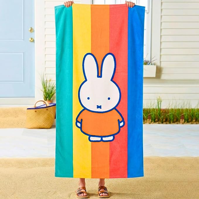 Miffy Kids Cotton Beach Towel, 58 x 28 Inch, Soft & Absorbent Pool, Bath & Beach Towel (Officially Licensed Product) by