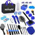 37PCS Car Detailing Kit Auto Cleaning Tools Wash Set with Storage Carry Bag Home Use for Interior Exterior Deep Clean Car Care Windshield Dashboard Seat Air Vents Wheels Tires, Blue