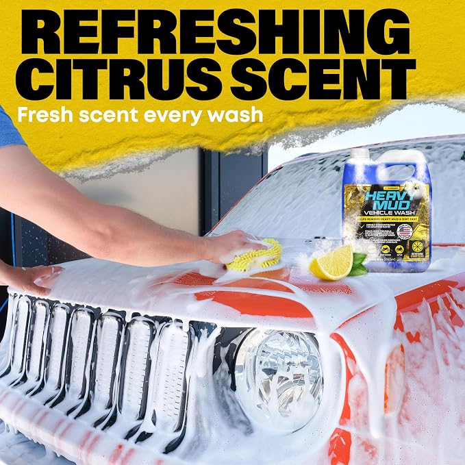 Heavy Mud Wash – Highly Concentrated 1:32 Ratio, Thick Foam Car Wash Soap & ATV Cleaner for Trucks, UTV Cleaner, Dirt Bikes & RVs – Works with Foam Cannons & Bucket Washes – 64 fl oz