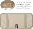 Car CD Case Holder, Vehicle Sun Visor Organizer for Cars with 12 DVD Storage Sleeves, 1 Mesh Pocket, 1 Pen Holder and Elastic Strap, Khaki
