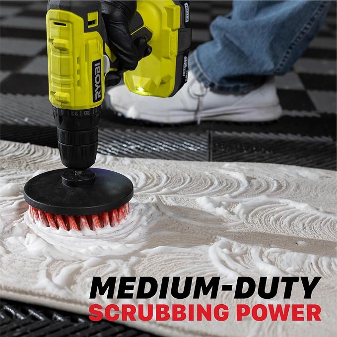 2" Universal M8 Medium-Duty Upholstery & Carpet Drill Brush – Power Scrubber Attachment for Car Detailing – Removes Grime, Stains & Spots from Fabric, Seats & Carpets