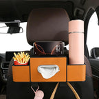 Back Seat Car Organizer, 4+2 in 1 Multifunctional Car Backseat Storage Box with 5 Cup Holders Tissue Box Hook, Car Interior Storage for Travel Phones Snacks Drinks(Orange)