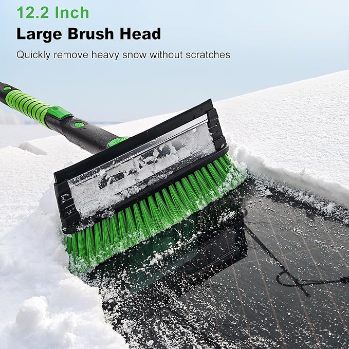41 Inch Snow Brush and Ice Scraper with Squeegee, Extendable SUV Windshield Ice Scraper and Brush with Foam Grip for SUV Truck Jeep RV Auto Vehicle Window