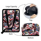 American Flag Eagle Print Car Trash Can with Lid, 4th of July Leak Proof Auto Trash Bag Hanging Vehicle Garbage Can Multipurpose Storage Container for Back Seat Road Trip