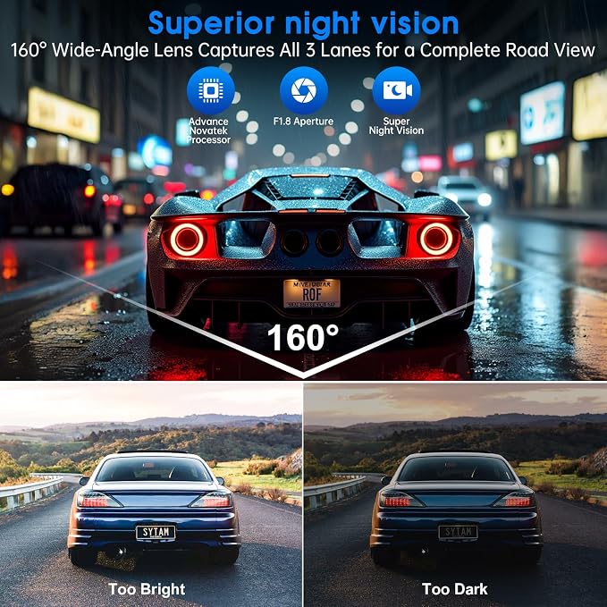 Dash Cam 2.5K Front and Rear with 64GB Card, Car Dashboard Camera with WiFi GPS, 3.39" IPS Screen, WDR Night Vision, Loop Recording, G-Sensor, 160 Wide Angle - Easy Setup for Daily Commuters