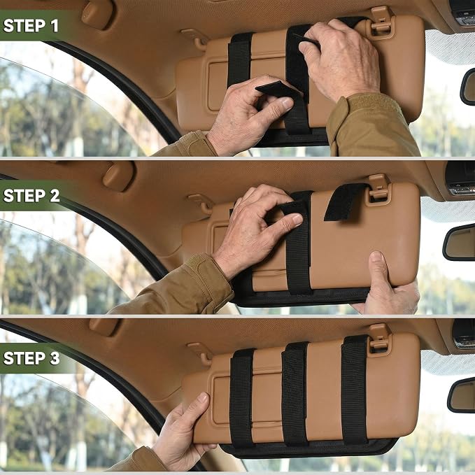 molle Tactical Sun Visor Organizer car Zipper Storage Pouch & Glasses Clip | Police Tactical Visor Molle Panel Interior Vehicle pocket Accessories for Truck Suv Police Car Gear Supplies(Gey)