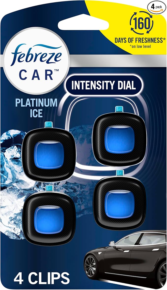 Car Air Freshener Vent Clip Platinum Ice Scent,.07 oz. Car Vent Clip, Pack of 4